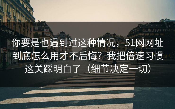 你要是也遇到过这种情况，51网网址到底怎么用才不后悔？我把倍速习惯这关踩明白了（细节决定一切）