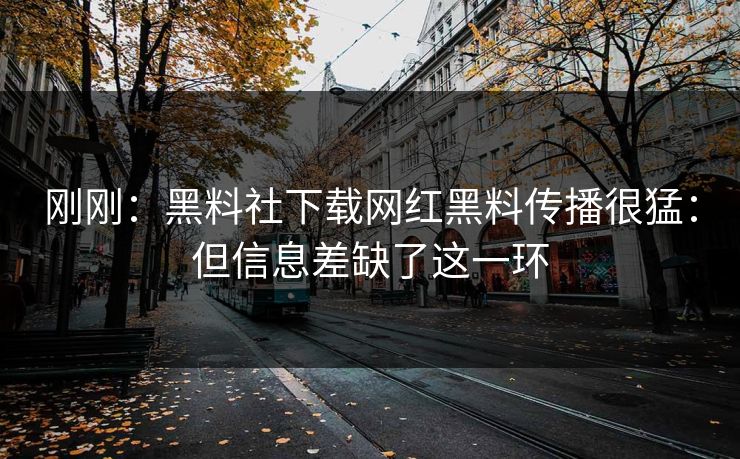 刚刚:黑料社下载网红黑料传播很猛:但信息差缺了这一环