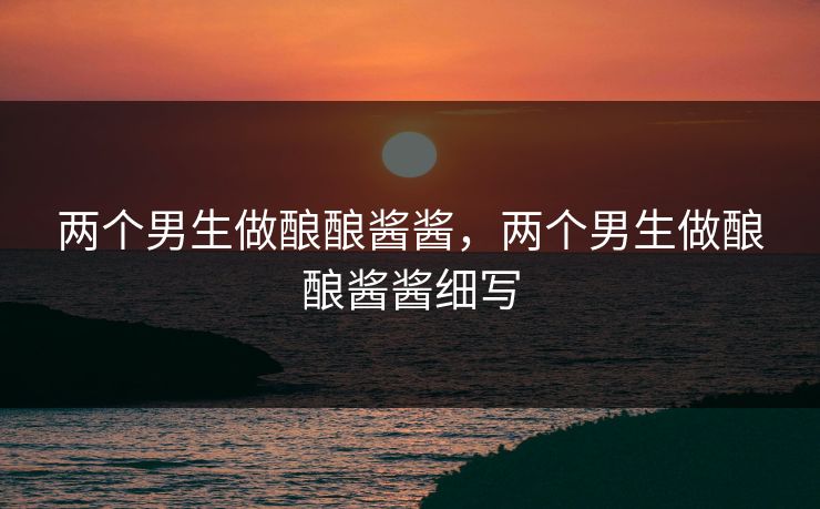两个男生做酿酿酱酱，两个男生做酿酿酱酱细写