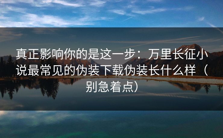 真正影响你的是这一步：万里长征小说最常见的伪装下载伪装长什么样（别急着点）