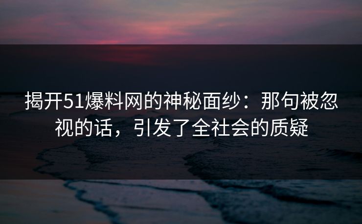 揭开51爆料网的神秘面纱：那句被忽视的话，引发了全社会的质疑